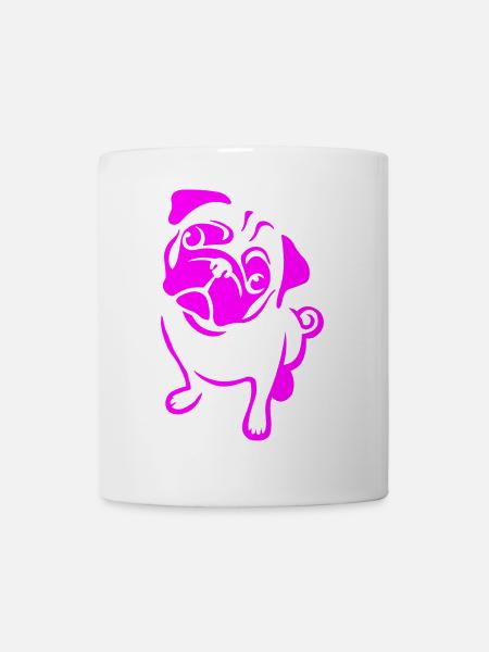 Mops in Pink - Tasse - Weiß