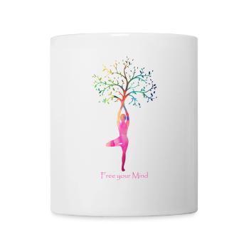 Tree Yoga Freedom Silhouette Free your Mind - Mug - white - Front