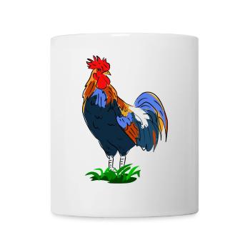 Farbenfroher Hahn im Cartoon-Stil - Tasse - Weiß - Vorne