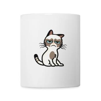 Chat grognon cartoon minimaliste - Mug blanc - blanc - Devant