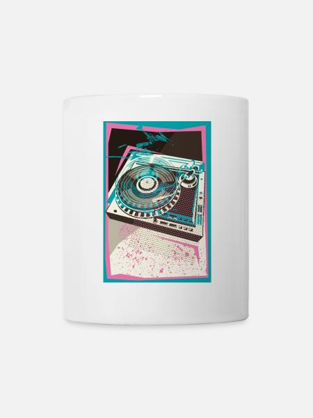 I LOVE VINYLES, Pop Art, Turntable, Platine - Mug blanc - blanc