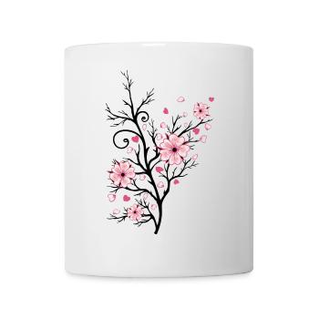 Cherry Tree Cherry Blossoms with Hearts Sakura Spring - Mug - white - Front