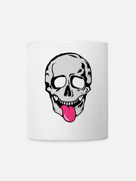 Crâne avec la langue sortie - Mug blanc - blanc