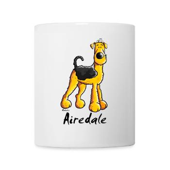 Happy Airedale Terrier - Mug - white - Front