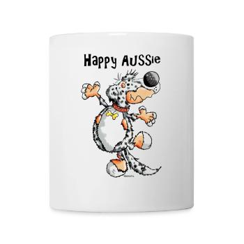 Glad Australian Shepherd - Kop/krus - hvid - Foran