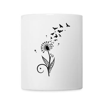 Pusteblume mit Vogelschwarm. - Tasse - Weiß - Vorne