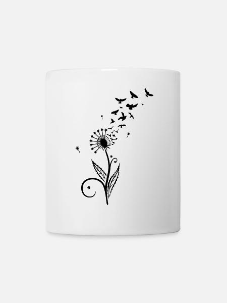 Dandelion with flying birds. - Mug - white