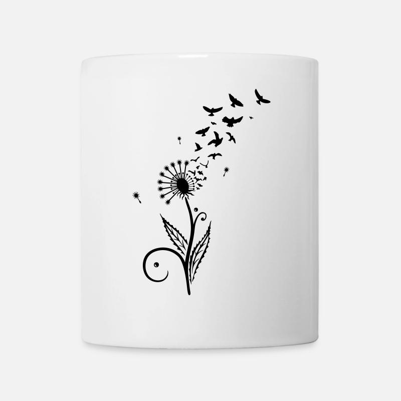Pusteblume mit Vogelschwarm. - Tasse - Weiß