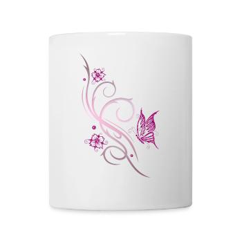 Flowers Cherry Blossom Butterfly - Mug - white - Front