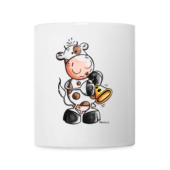 Kuh mit Trompete - Tasse - Weiß - Vorne