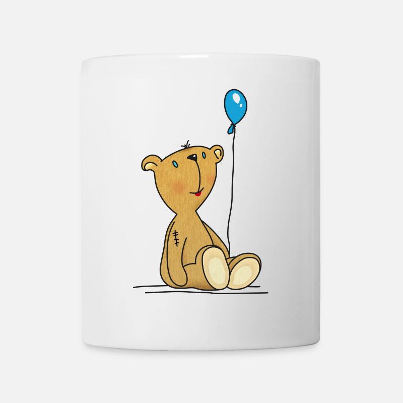 Teddybär mit blauem Luftballon Kuscheltier Kinder - Tasse - Weiß