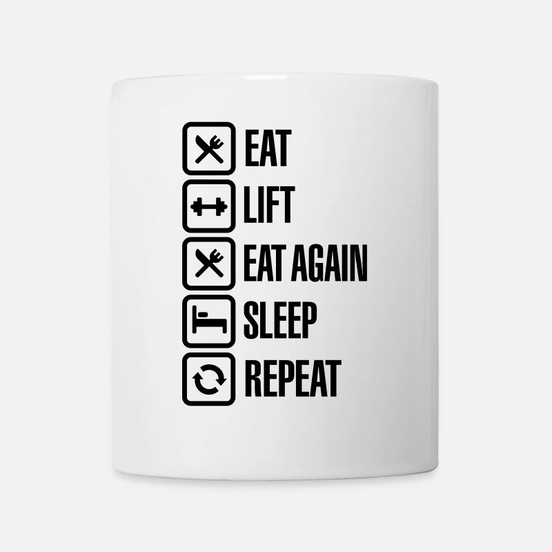 Eat - Lift - Eat again - Sleep - Repeat - Mug - white