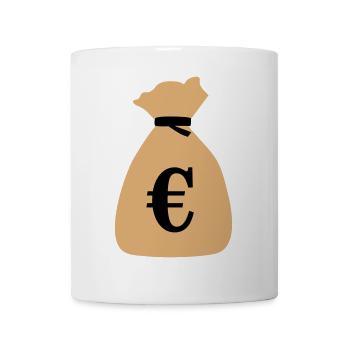 bag of money, €, argent - Mug blanc - blanc - Devant