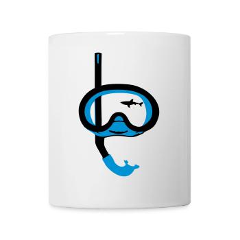 Snorkeling, diving, snorkeling mask and shark - Mug - white - Front