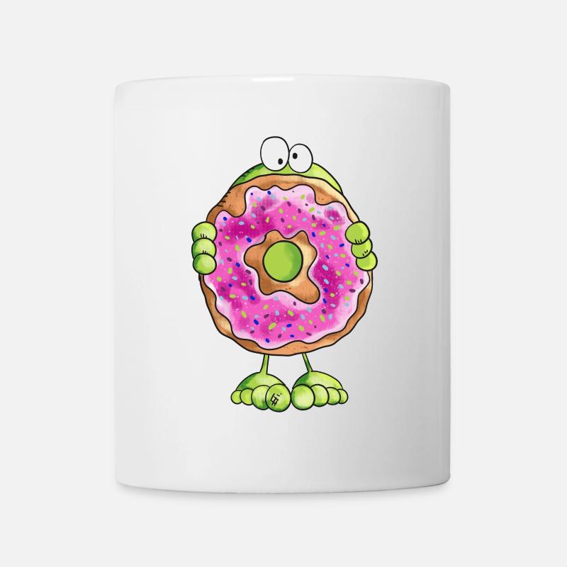 Frosch versteckt sich hinter Donut - Cookie - Tasse - Weiß