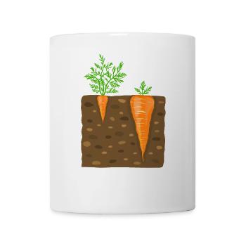 Karotte, Karotten, Möhre, innere Werte, Vergleich - Tasse - Weiß - Vorne