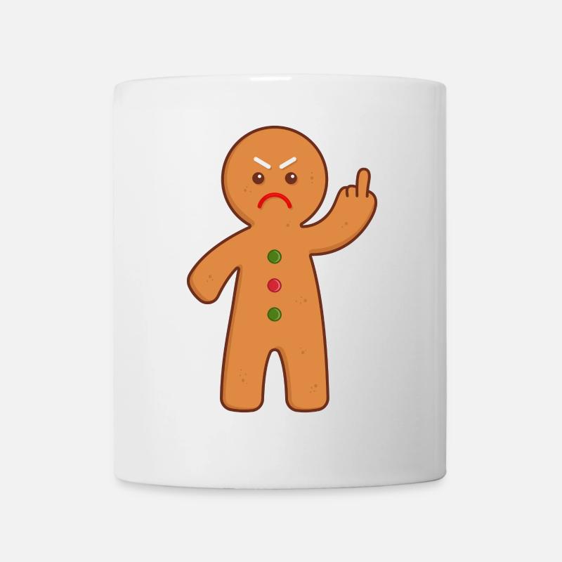 Lebkuchenmann Stinkefinger Mittelfinger - Tasse - Weiß