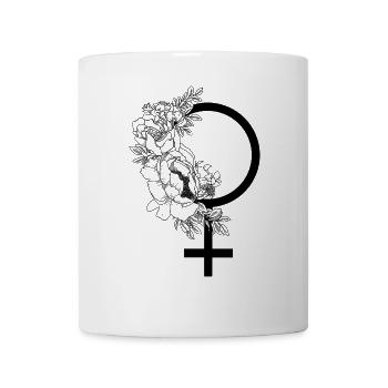 Venussymbol mit Blumen | Black || Annie. - Tasse - Weiß - Vorne