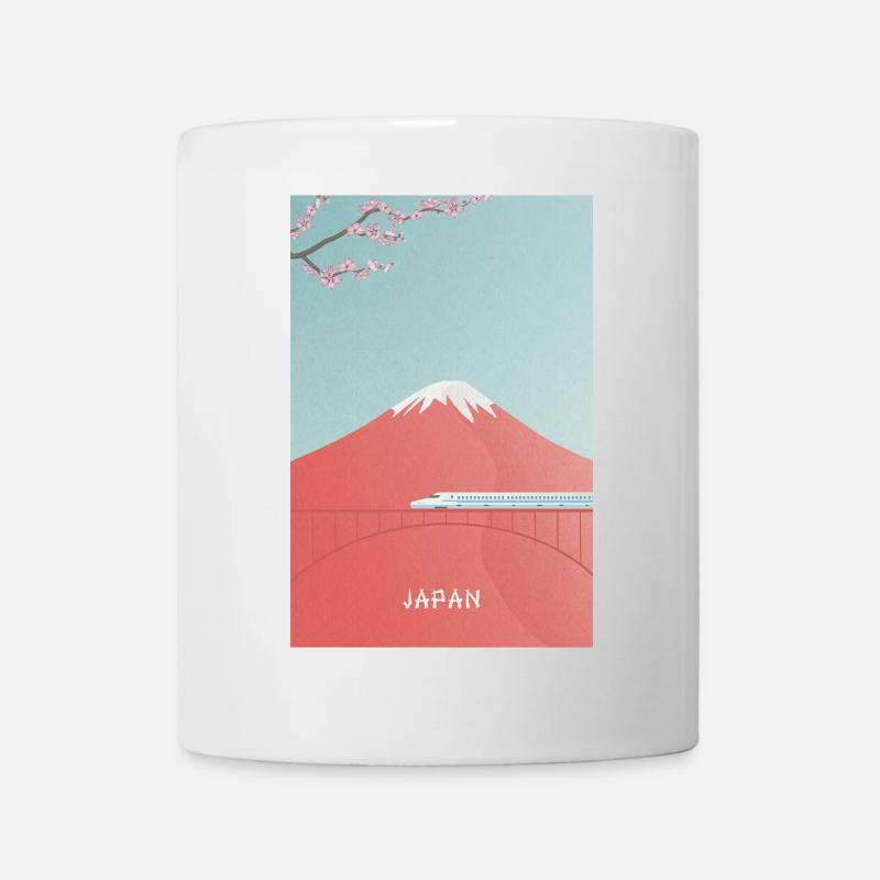 Paysage de montagne japonais avec Shinkansen - Mug blanc - blanc