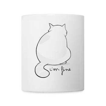 Rückansicht Flauschige Katzensilhouette - Tasse - Weiß - Vorne