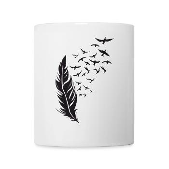 Federflug Silhouette mit Vogelzug - Tasse - Weiß - Vorne