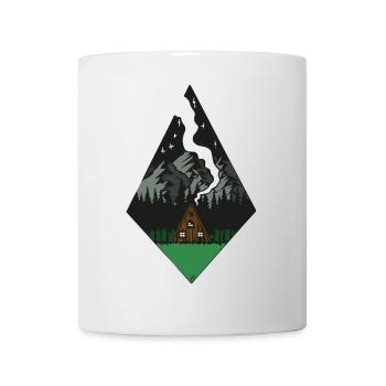 Hütte am Fuße der nächtlichen Berge - Tasse - Weiß - Vorne