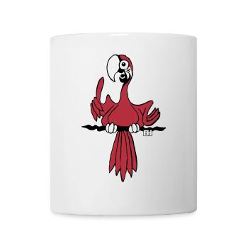 Lebendige Papageienillustration für Bekleidung - Tasse - Weiß - Vorne