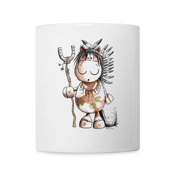 Chef Cheval avec des plumes indiennes - Mug blanc - blanc - Devant