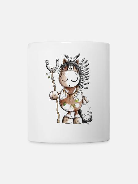 Häuptling Pferd Mit Indianer Federschmuck - Tasse - Weiß