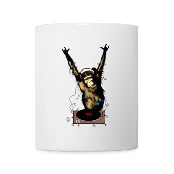 Singe humoristique avec équipement DJ - Mug blanc - blanc - Devant