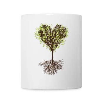 heart-shaped treetop with leaves and root - Mug - white - Front