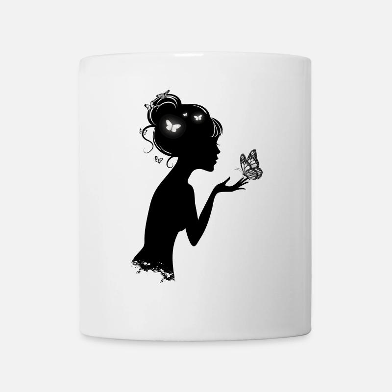 Weibliche Schmetterlinge - Tasse - Weiß