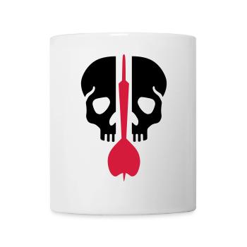 Geteilter Schädel und Dartpfeil - Tasse - Weiß - Vorne