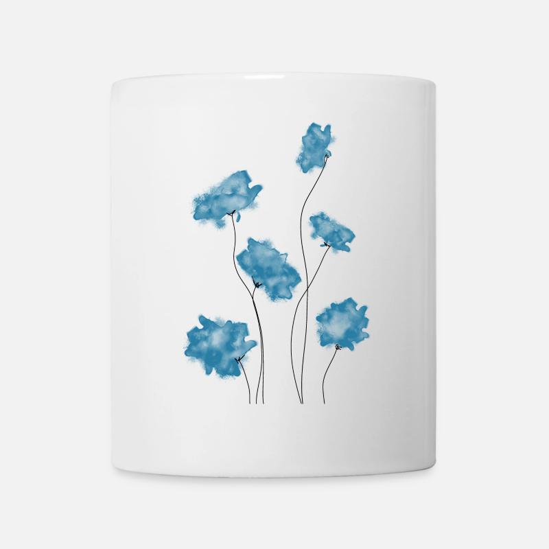Blaue Blumen - Tasse - Weiß