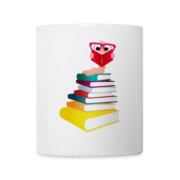 Knowledge-thirsty bookworm while reading a book - Mug - white - Front