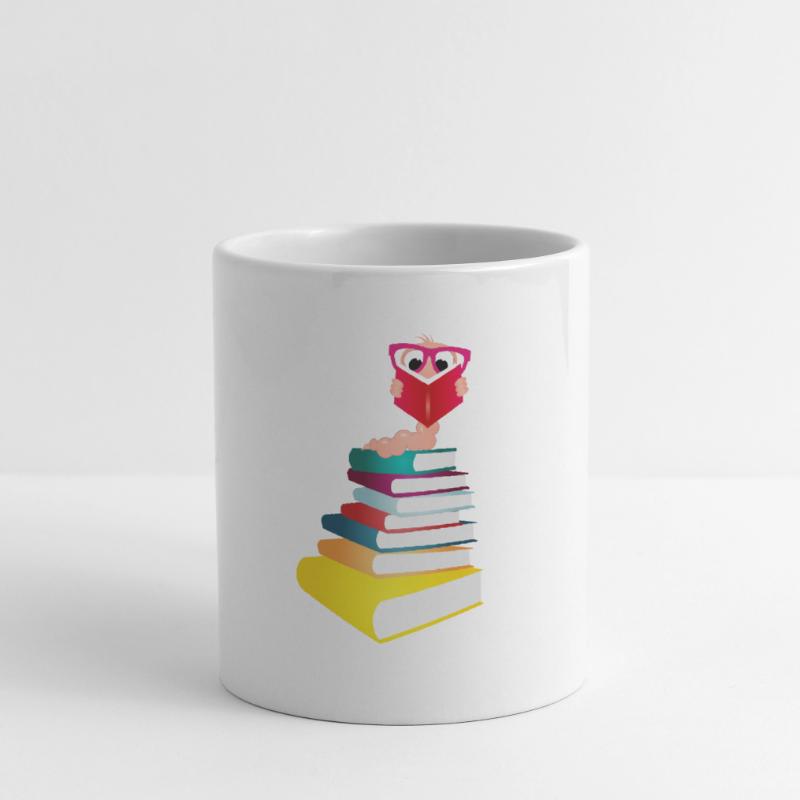 Knowledge-thirsty bookworm while reading a book Mug