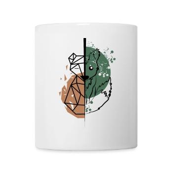 Fox origami vs drawing - Mug - white - Front