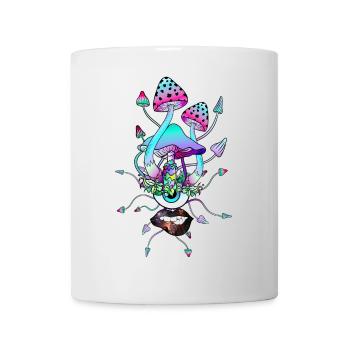 Zauberpilze mit sexy Lippen Pilz Gesicht - Tasse - Weiß - Vorne