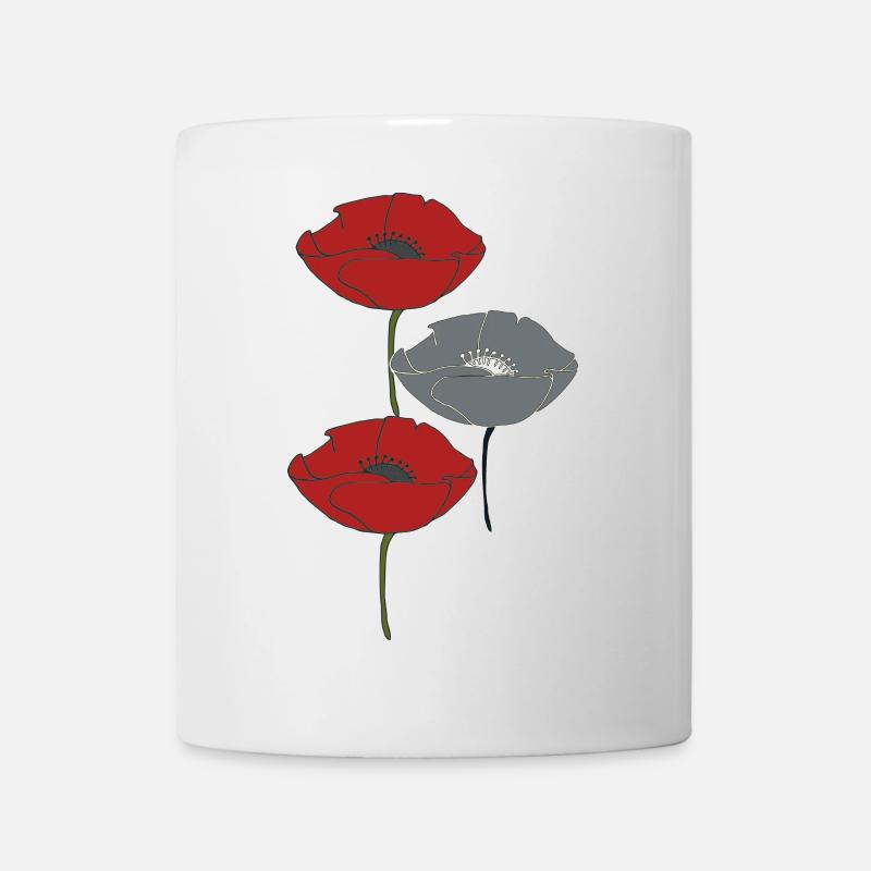 coquelicots et gris - Mug blanc - blanc
