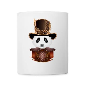 Steampunk Panda Bear with Antique Cylinder Hat Look - Mug - white - Front