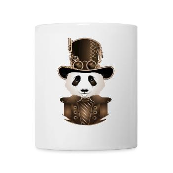 Panda Steampunk avec chapeau cylindre antique en sépia - Mug blanc - blanc - Devant