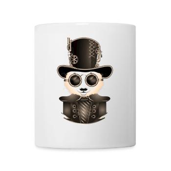 Steampunk Panda with Cylinder Hat & Glasses in Sepia - Mug - white - Front