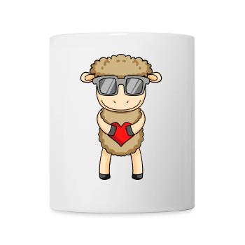 Schaf mit Sonnenbrille und Herz - Tasse - Weiß - Vorne