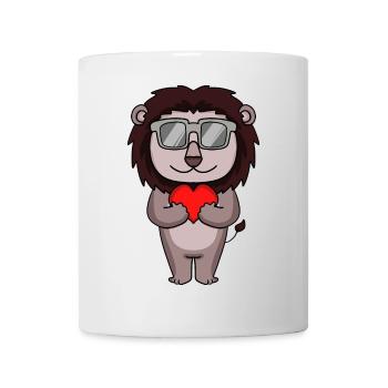 Lion with sunglasses and heart - Mug - white - Front