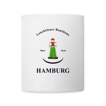 Hamburg Leuchtturm Bunthaus, Handzeichnung - Tasse - Weiß - Vorne