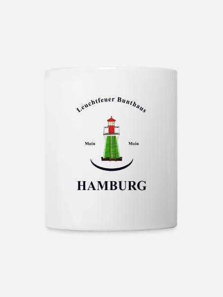 Hamburg Leuchtturm Bunthaus, Handzeichnung - Tasse - Weiß