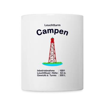 Leuchtturm Campen an der Nordsee Zeichnung - Tasse - Weiß - Vorne