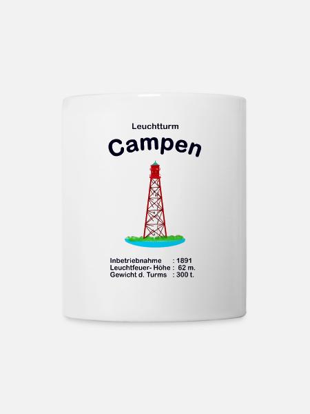 Leuchtturm Campen an der Nordsee Zeichnung - Tasse - Weiß