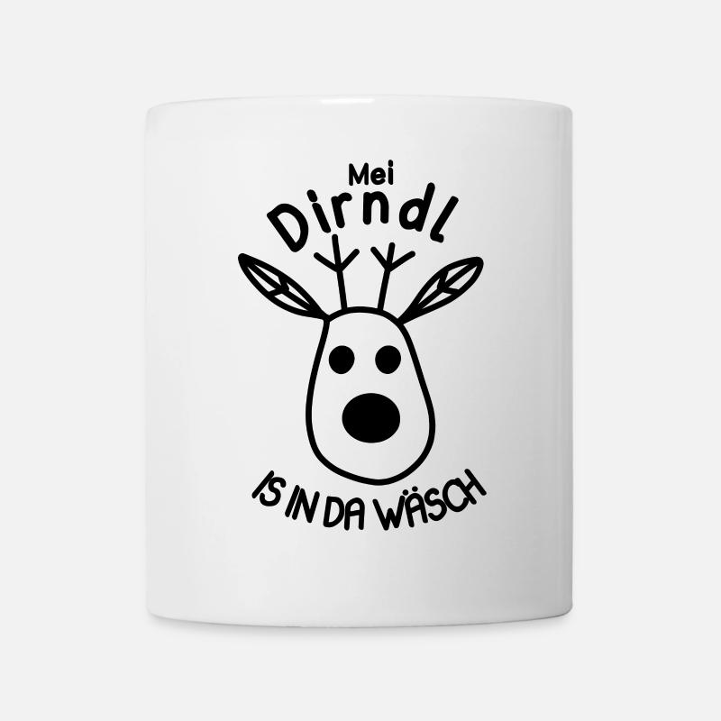 Abstraktes Linienmuster Mei Dirndl is in da Wäsch  - Tasse - Weiß