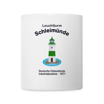 Leuchtturm grün-weiß Schleimünde Ostsee, Zeichnung - Tasse - Weiß - Vorne